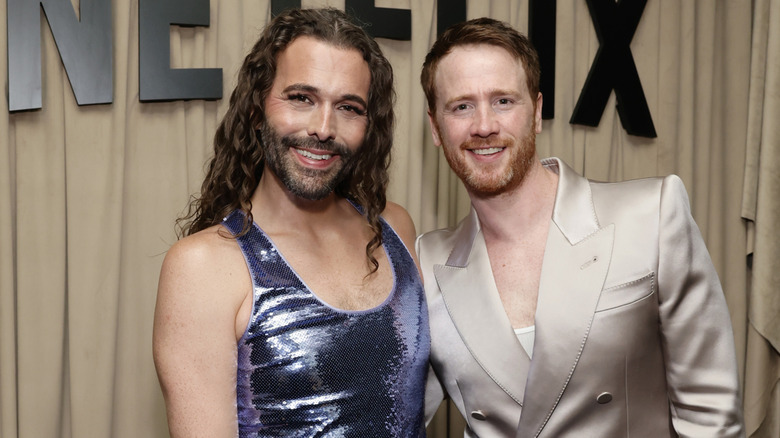 Jonathan Van Ness and Mark Peacock on the Netflix red carpet