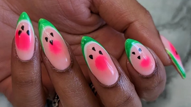 nails with watermelon design