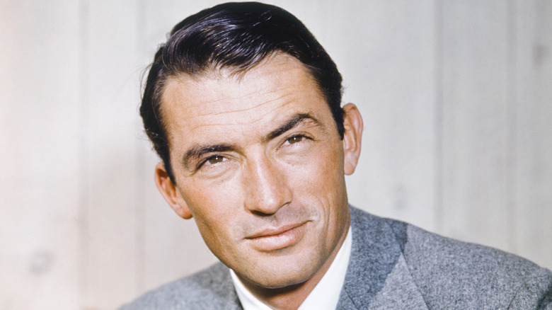 Closeup of Gregory Peck smirking