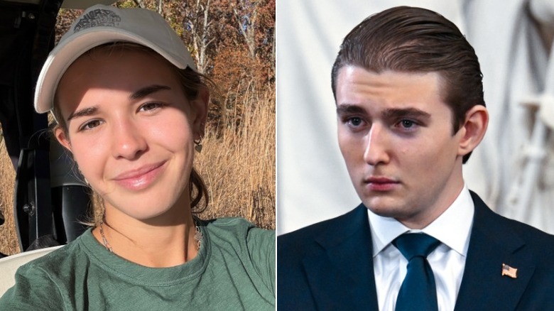 Split image of Kai Trump and Barron Trump in a suit