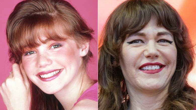 A split image of Jenny Lewis in the 1980s and today