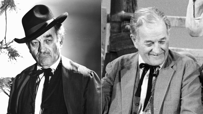 Milburn Stone poses for a photo for "Gunsmoke" circa 1955 & in a 1970 on "The Glenn Campbell Goodtime Hour"