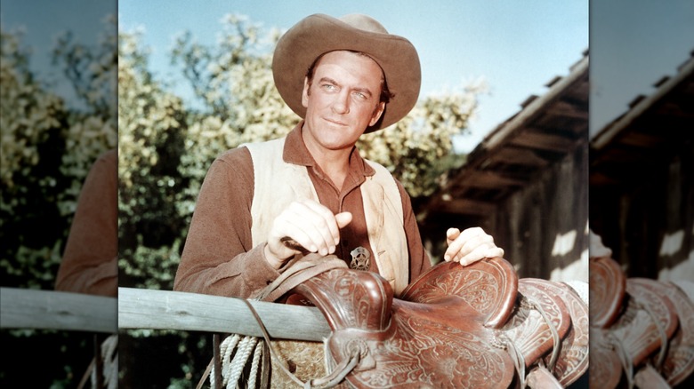 James Arness on the set of "Gunsmoke" in 1963