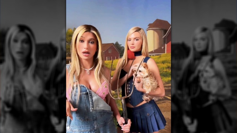 Kendall Jenner and Hailey Bieber dress as characters from "The Simple Life"