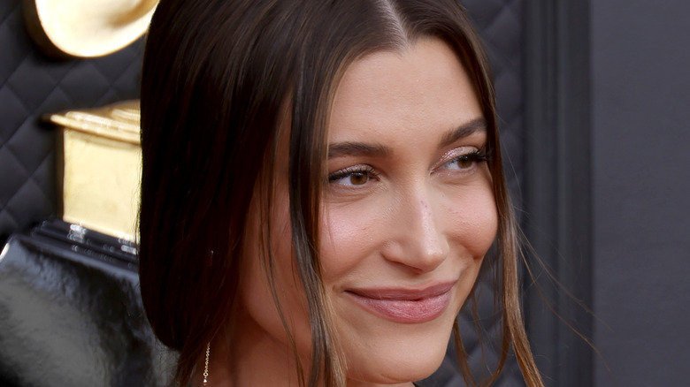 Hailey Bieber at the 2022 Grammys