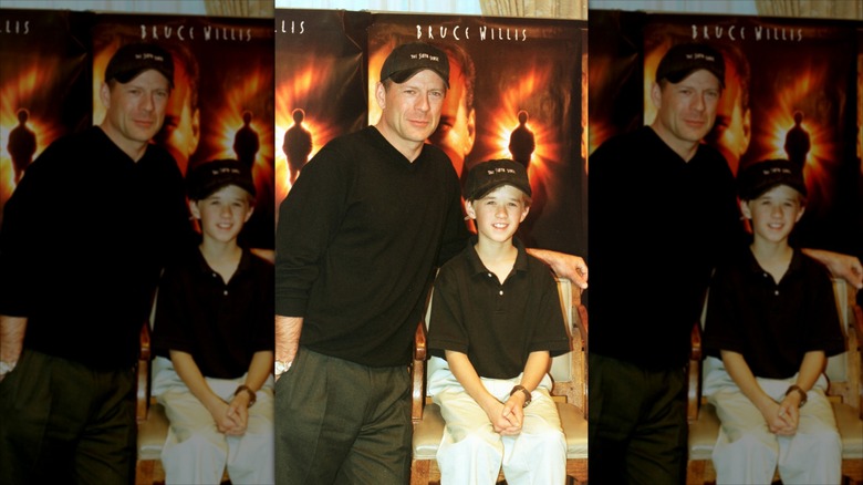 Haley Joel Osment and Bruce Willis do press for "The Sixth Sense"