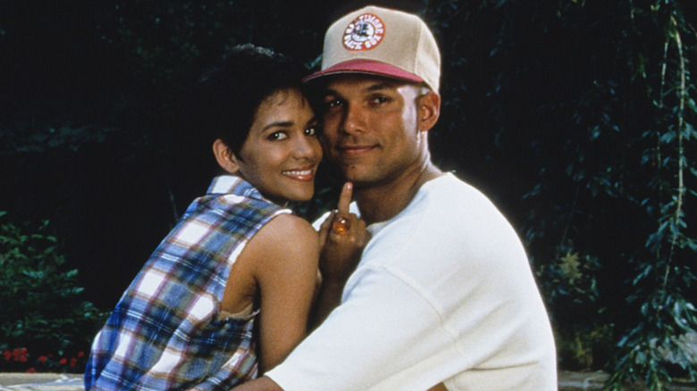 Halle Berry and David Justice embracing