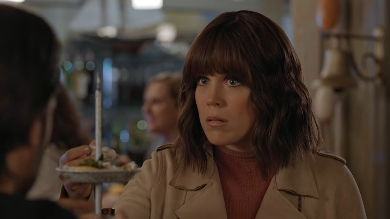 Erin Krakow reacting during a movie scene