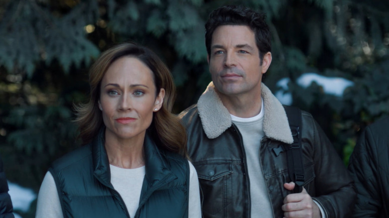 Hallmark's "The Gift of Peace," starring Nikki DeLoach as Traci and Brennan Elliott as Michael.