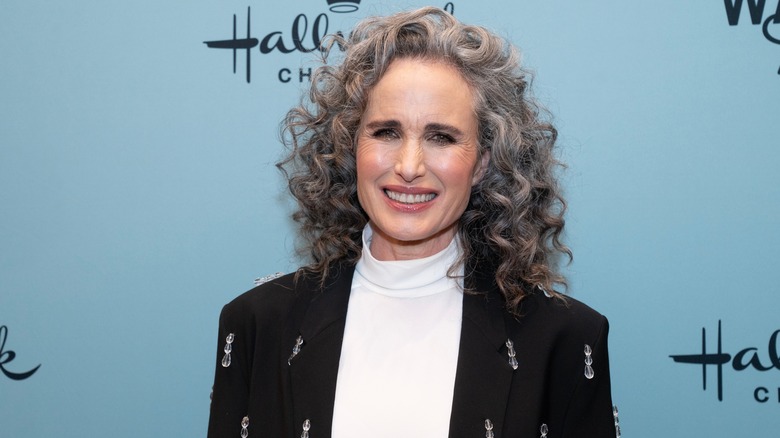 Andie MacDowell smiling at a Hallmark premiere 