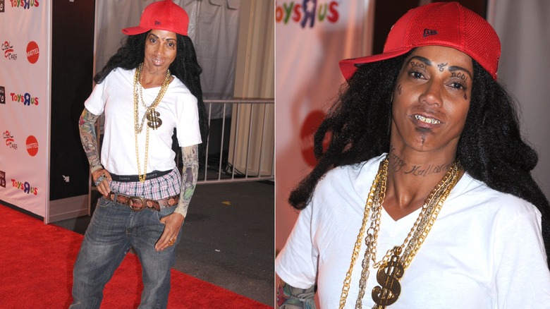 Split image of Holly Robinson Peete dressed as Lil Wayne.