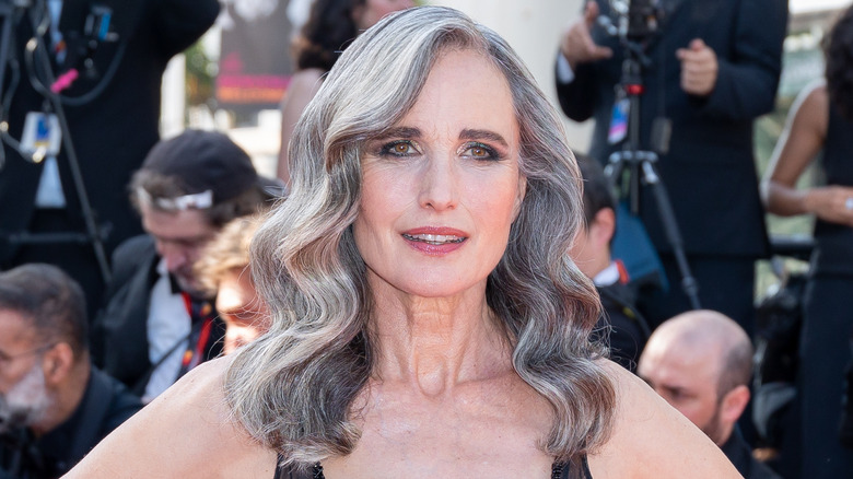 Andie MacDowell on red carpet at Cannes