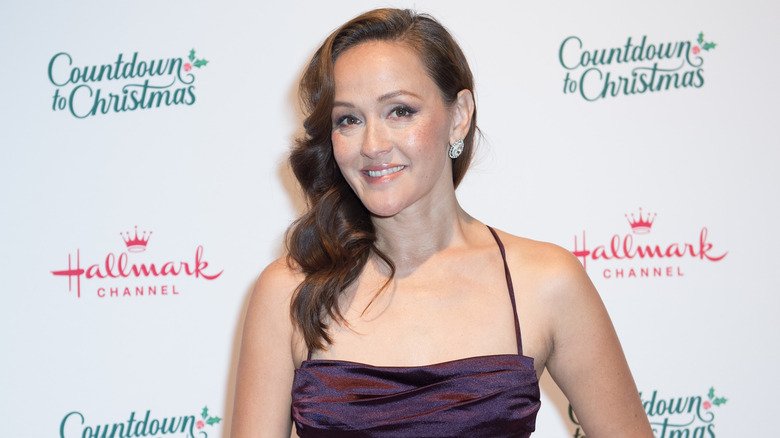 Crystal Lowe smiling during Countdown to Christmas Hallmark event