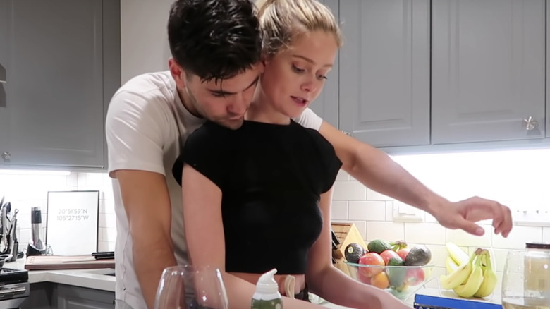 Hannah Godwin and Dylan Barbour cooking