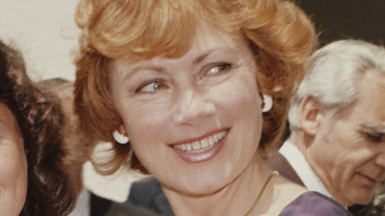 Marion Ross smiling at Ron Howard's wedding in 1975