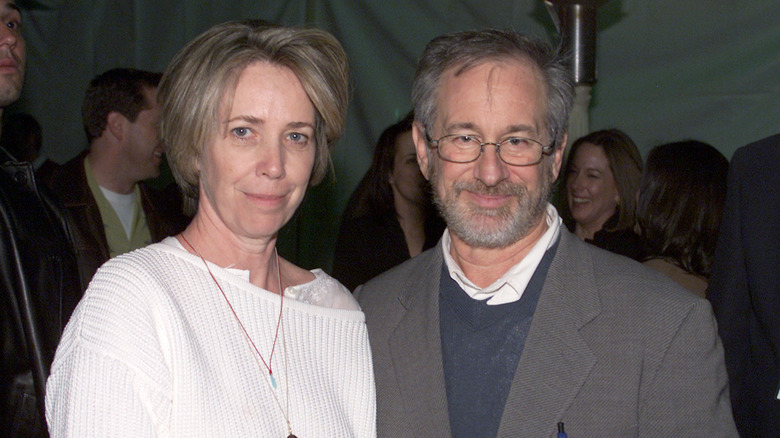 Melissa Mathison (left) and Steven Spielberg (right) at an "E.T. the Extra-Terrestrial" anniversary event in 2002