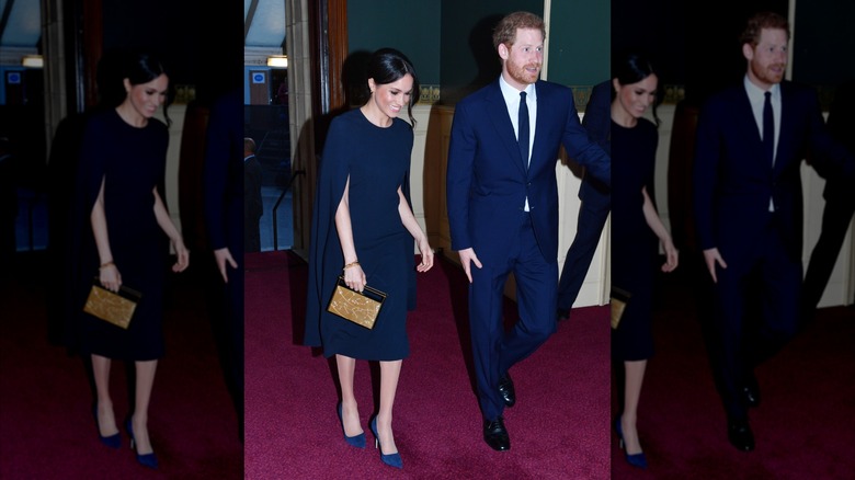 Meghan Markle and Prince Harry walking into formal event