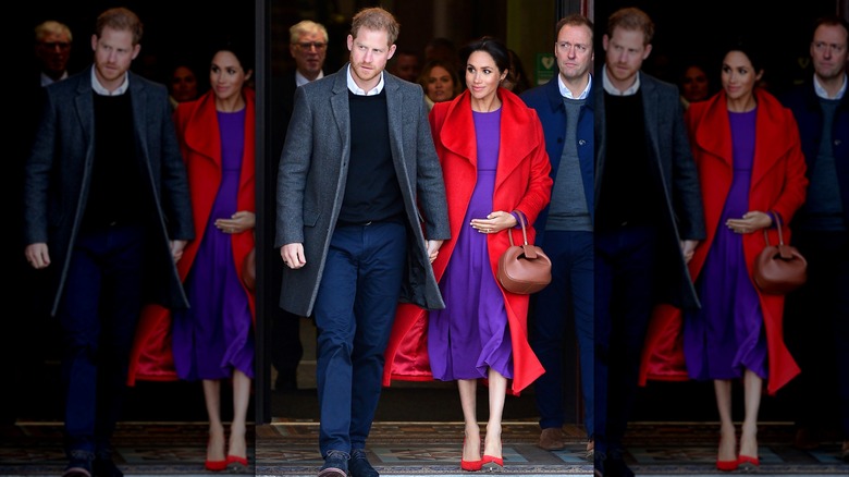 Prince Harry and Meghan Markle walking side by side