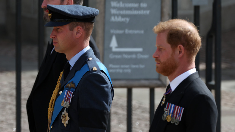 William, Prince of Wales, and Prince Harry at Queen Elizabeth's funeral