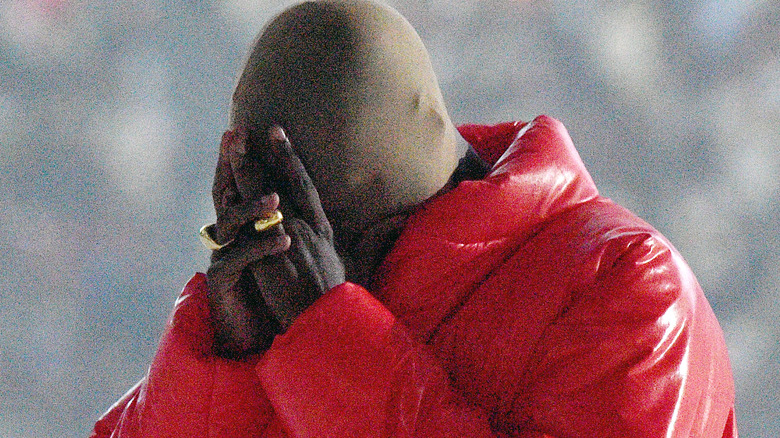 Kanye West at Mercedes-Benz Stadium for Donda listening party