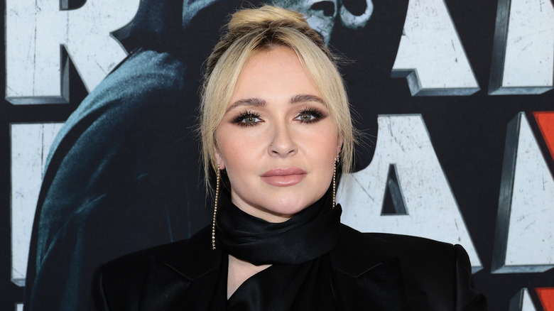 Hayden Panettiere wearing black and hair updo