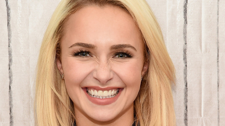 Hayden Panettiere while posing on the red carpet