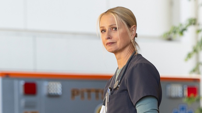 Dana Evans on the set of The Pitt