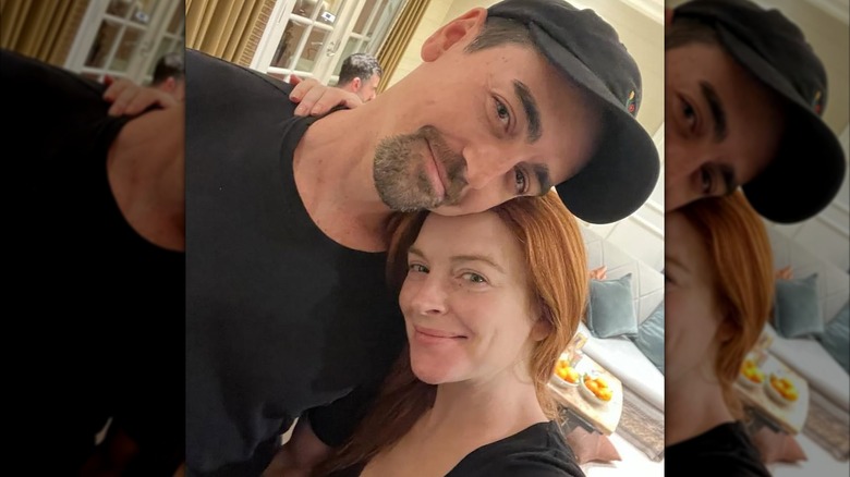 Michael Lohan Jr. and Lindsay Lohan smiling selfie