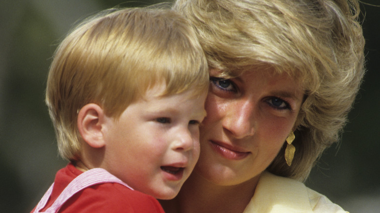 Prince Harry toddler is held by Princess Diana