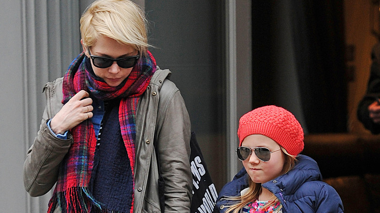 Michelle Williams and Matilda Ledger walking in New York City