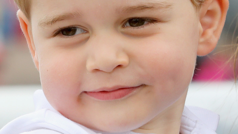 Prince George poses for the camera.