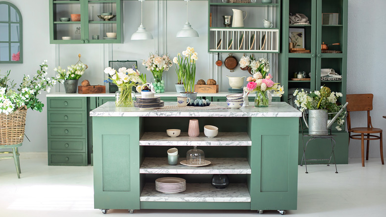 Olive green kitchen 