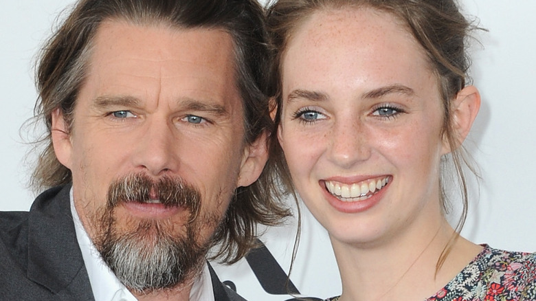 Ethan Hawke and daughter Maya smiling