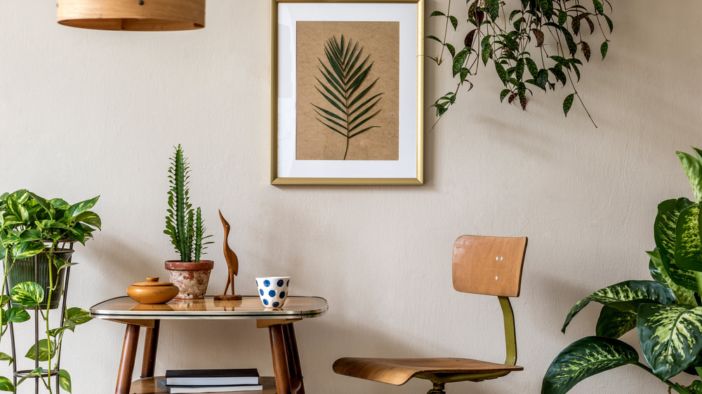 Work space decorated with plants