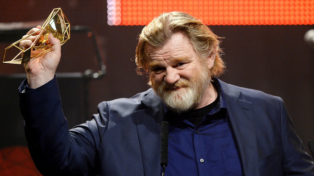 Brendan Gleeson giving acceptance speech