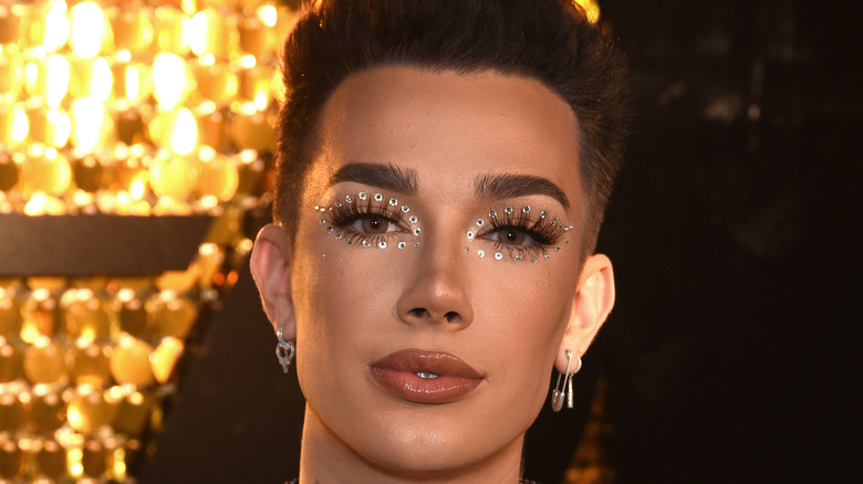 James Charles rhinestone makeup