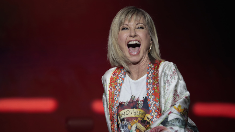 Olivia Newton-John looks super happy