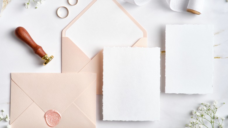 pink wedding invitation set