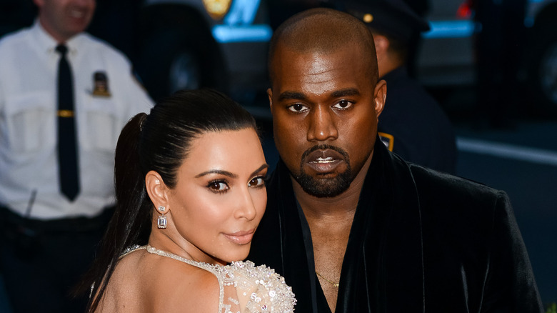 Kim Kardashian and Kanye West on the red carpet