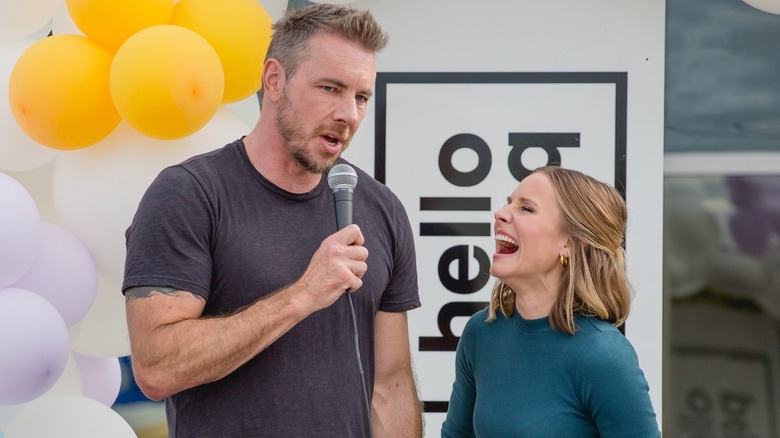 Kristen Bell laughing at husband Dax Shepard