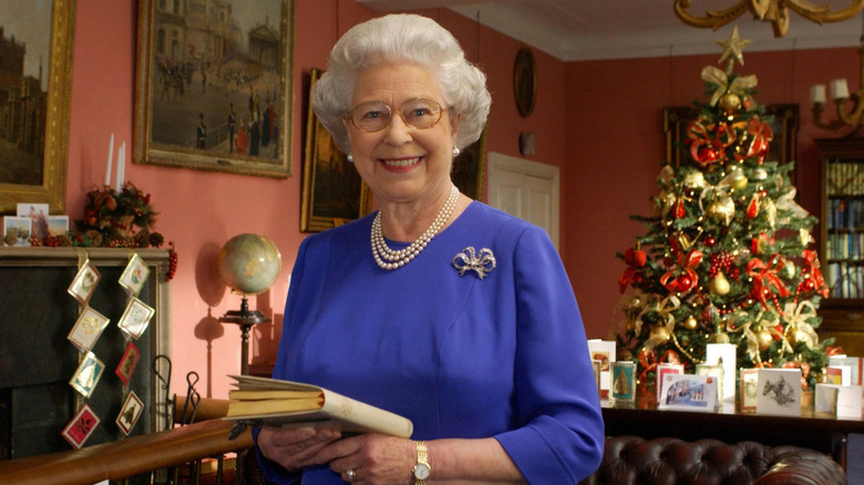 Queen Elizabeth smiles for the camera. 