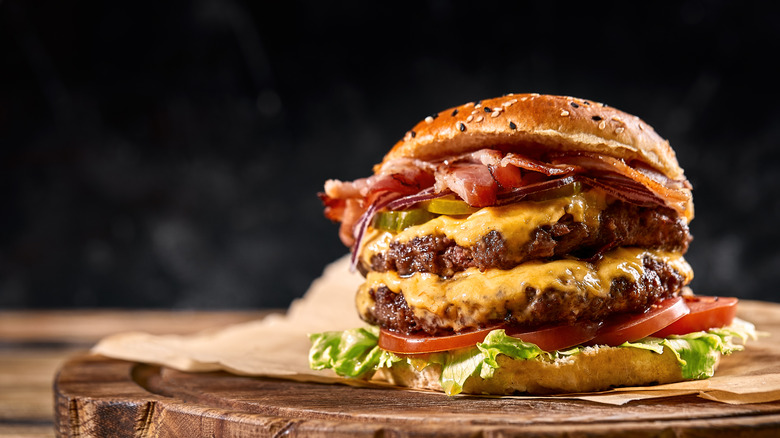 American burger with two beef patties 