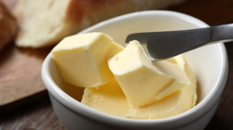 Softened butter with bread