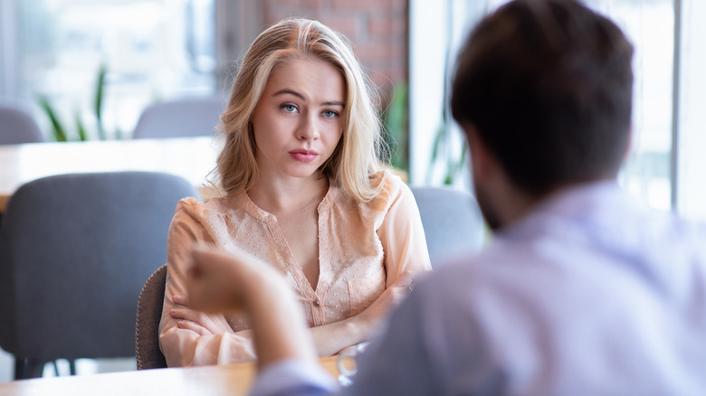 Woman frustrated on date