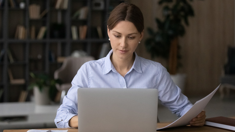 woman working on laptop