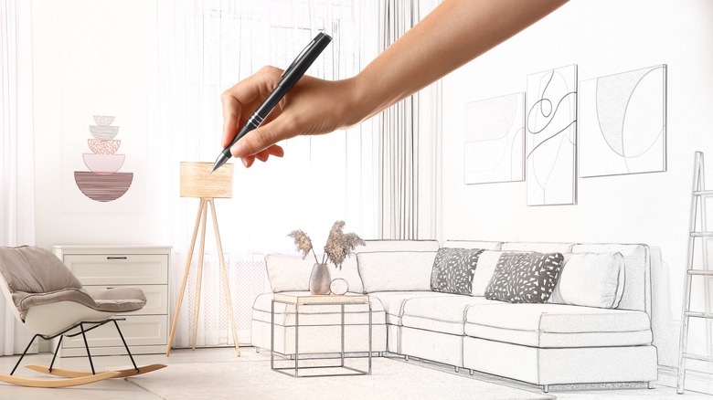 hand sketching interior home design