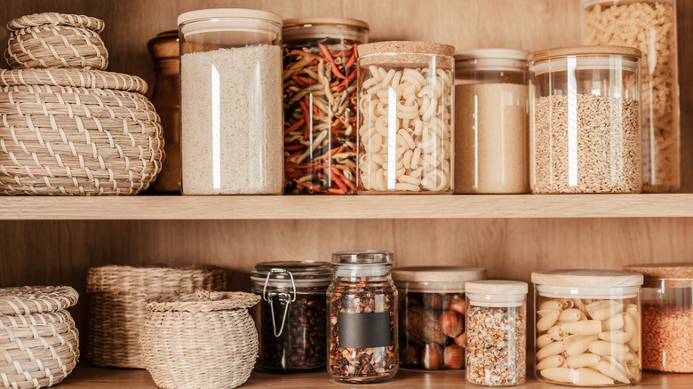 Pantry foods in glass containers