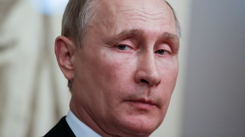 Vladimir Putin with pursed lips