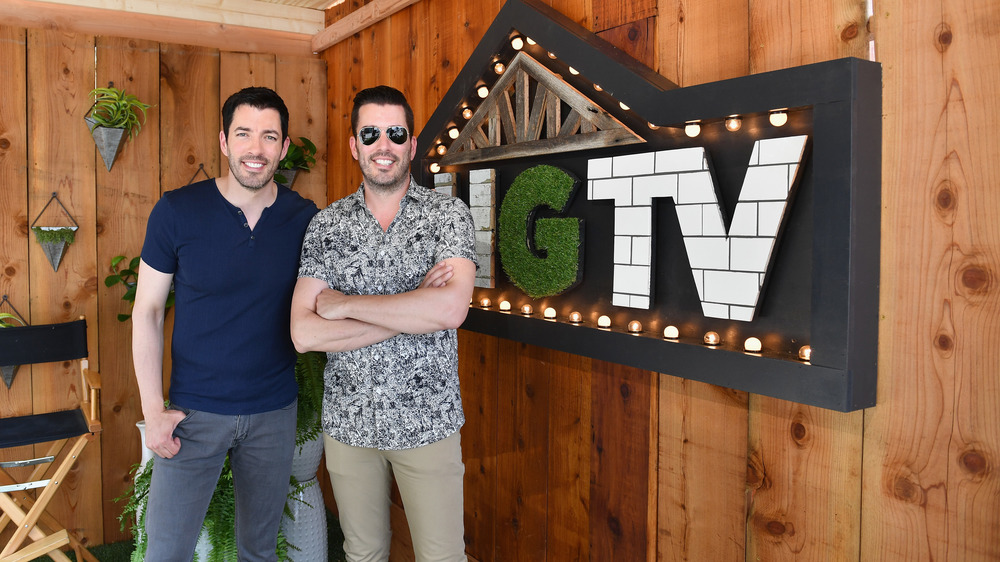 Property Brothers with HGTV sign