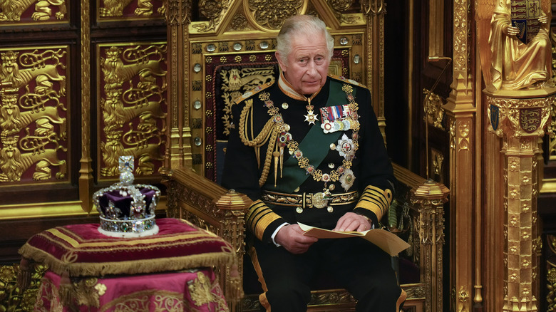 King Charles IIIthrone opening Parliament